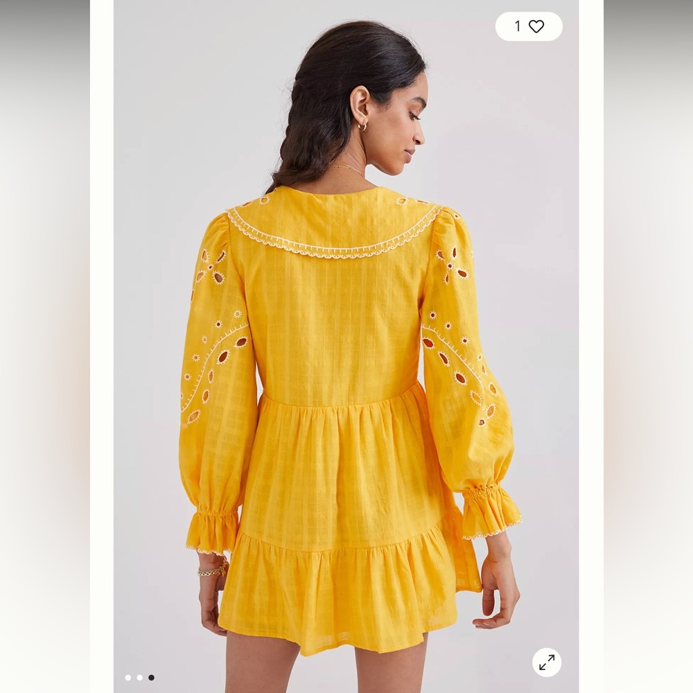 Anthropologie X Rahi Marigold Eyelet Mini Dress - Picture 3 of 3